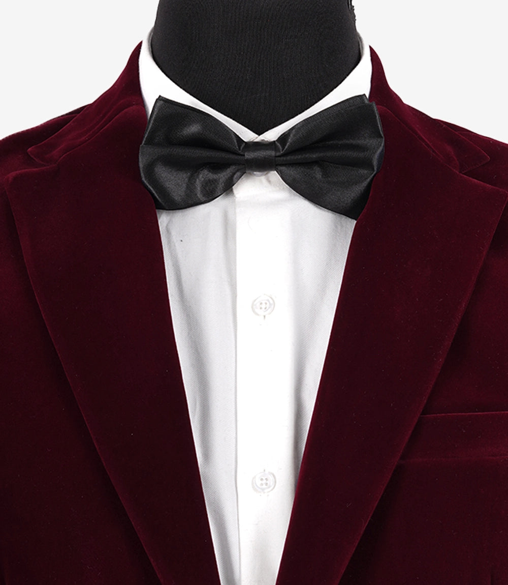 Mens 2 Piece Maroon Velvet Tuxedo - Wedding Tux