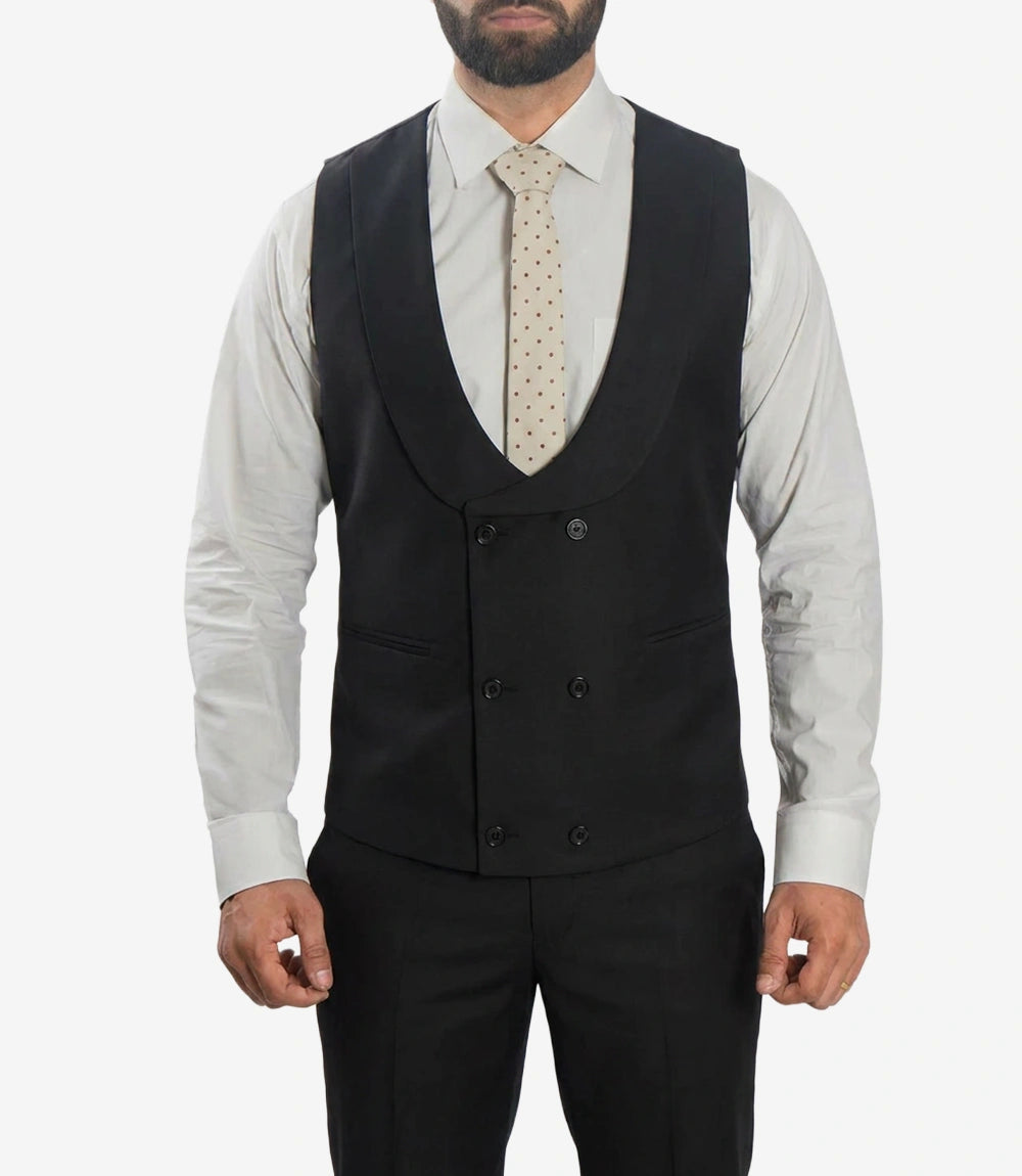 Morgan Slim Fit Peak Lapel 3-Piece Black Men’s Suit