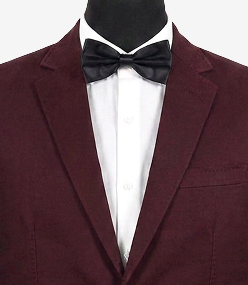 Men's Two Piece Burgundy Tuxedo Jacket — Notch Lapel