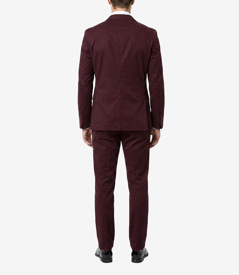 Men's Two Piece Burgundy Tuxedo Jacket — Notch Lapel