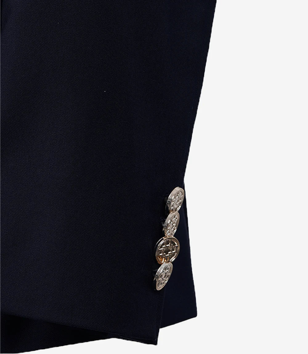 Men's Midnight Blue Double-Breasted Two-Piece Suit – Peak Lapel