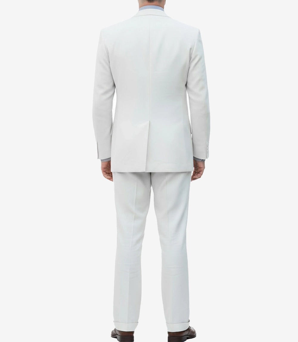 Men's Off-White Three-Piece Suit – Peak Lapel Wedding & Formal Attire