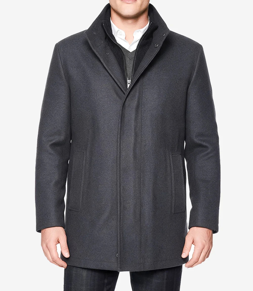 Rafferty Men’s Grey Wool Car Coat – Modern Fit - Grey