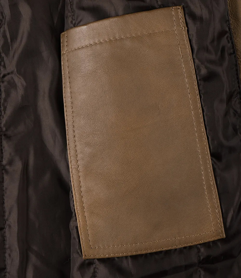 Mens Real Lambskin Leather Brown Coat