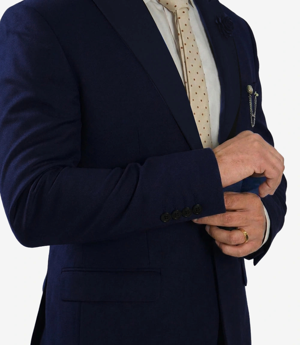 Morgan Slim Fit Peak Lapel 3-Piece Blue Men’s Suit