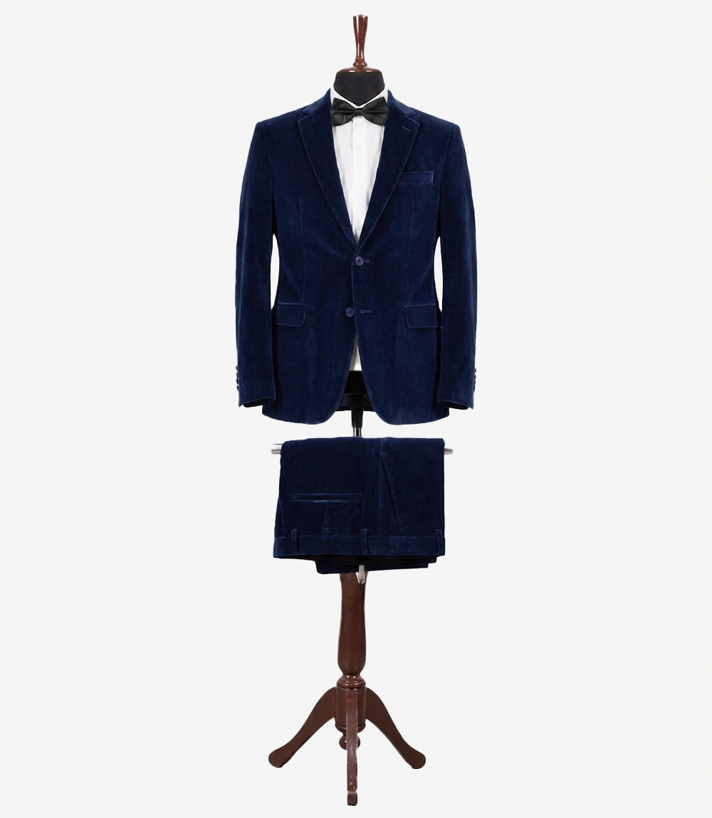 Men's Blue Velvet Tuxedo Jacket — Notch Lapel