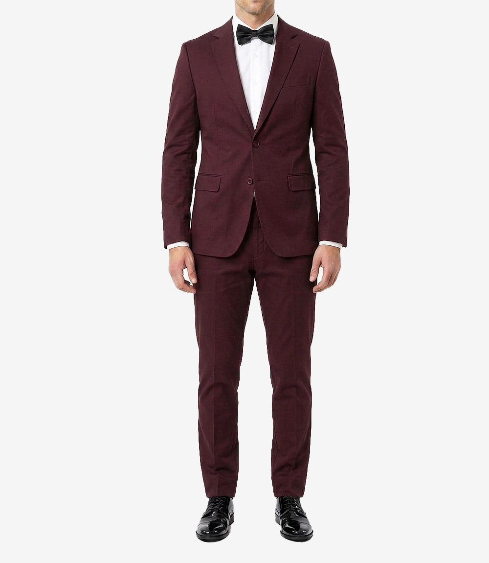 Men's Two Piece Burgundy Tuxedo Jacket — Notch Lapel