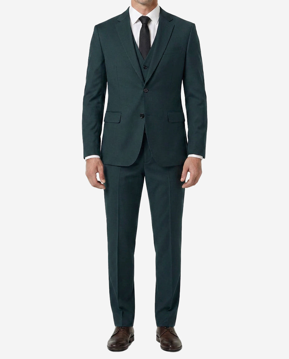 Men's Green Single-Breasted 3-Piece Suit — Notch Lapel