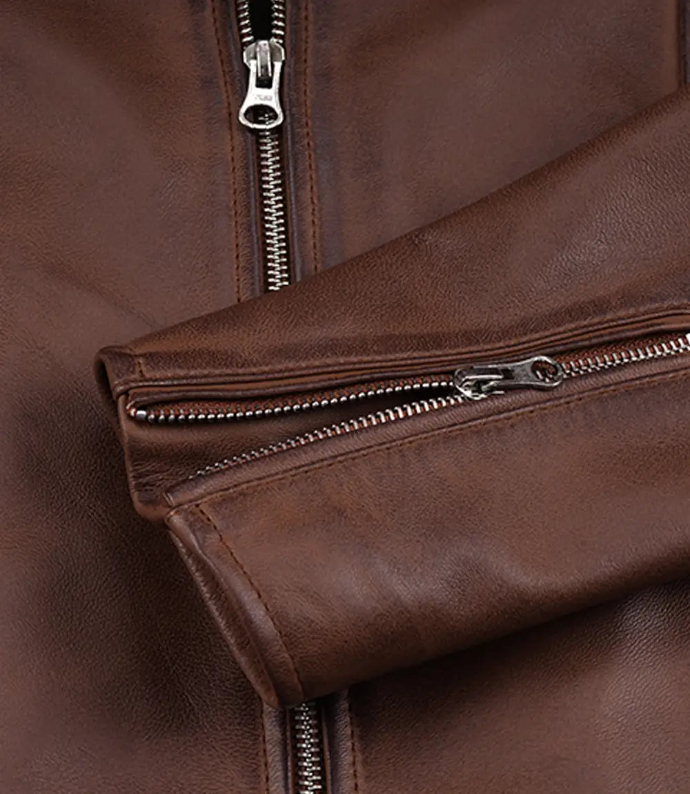Women's Cognac Waxed Harrington Leather Jacket