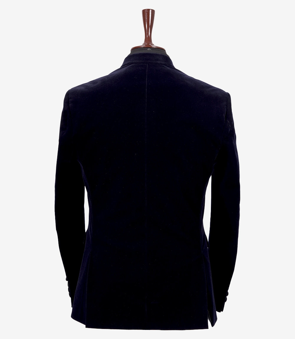 Mens Peak Lapel Double-Breasted Blue Velvet Tuxedo