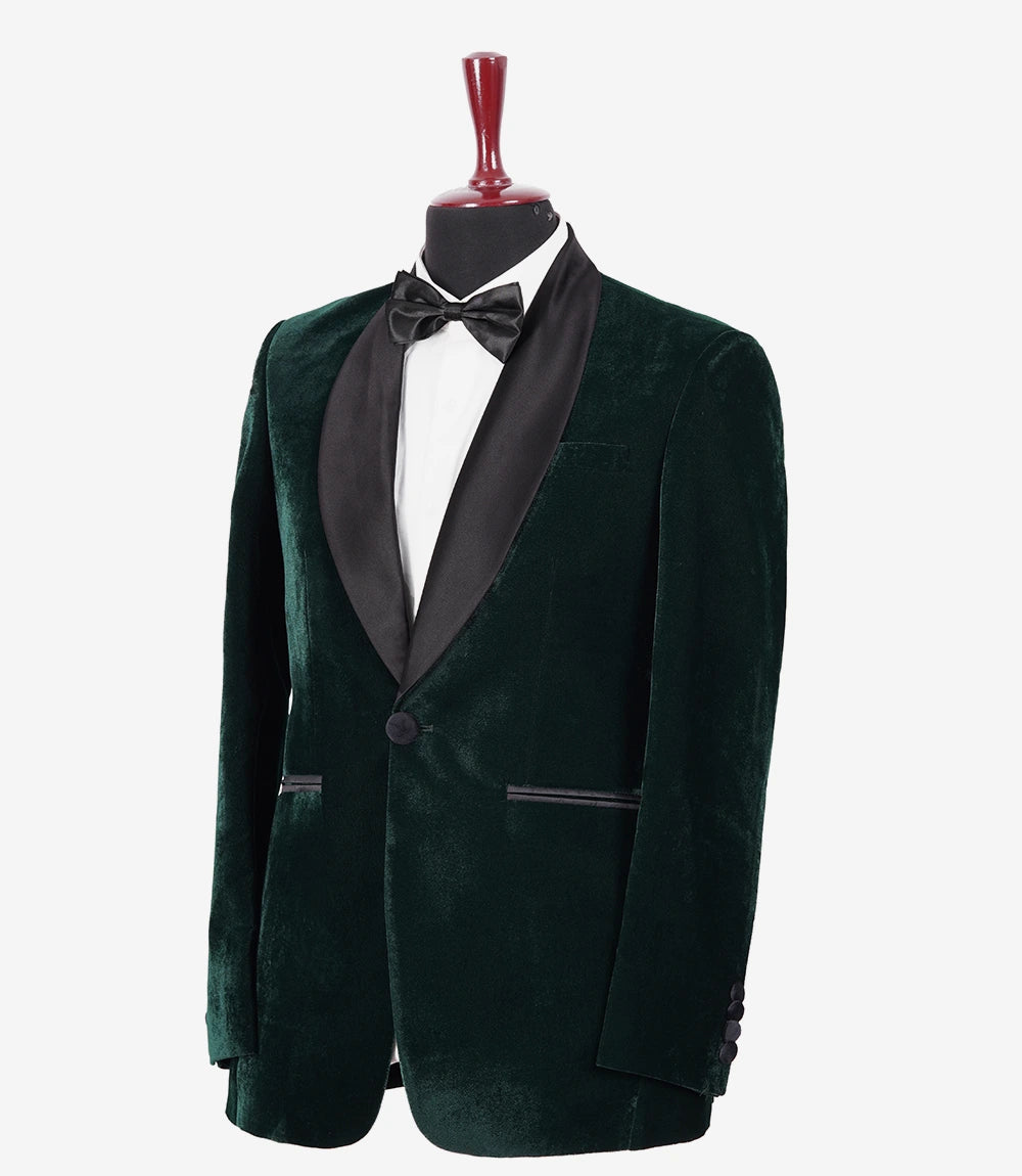 Men's Shawl Lapel Green Velvet Tuxedo