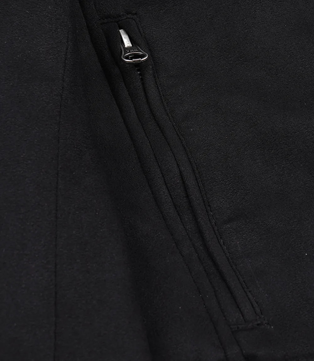 Men's Black Faux Suede Biker Style Jacket