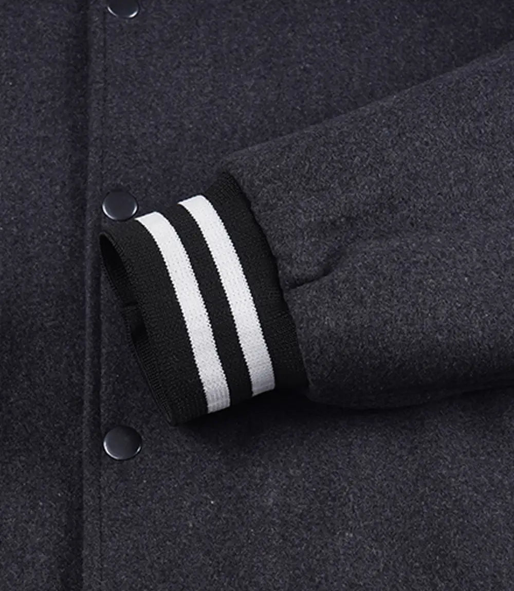 Mens Wool Charcoal Grey Varsity Jacket