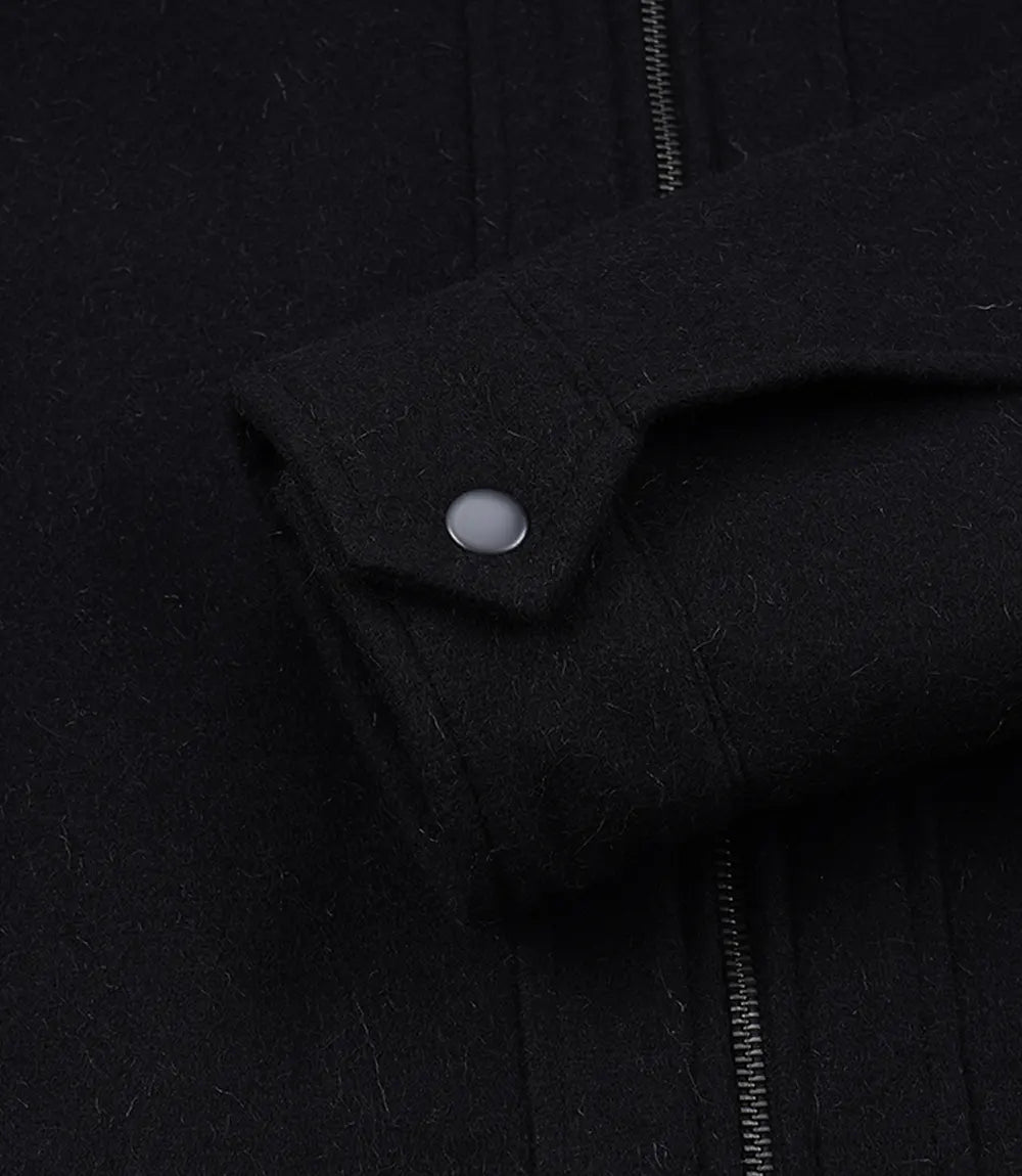 Men's Black Wool Café Racer Jacket