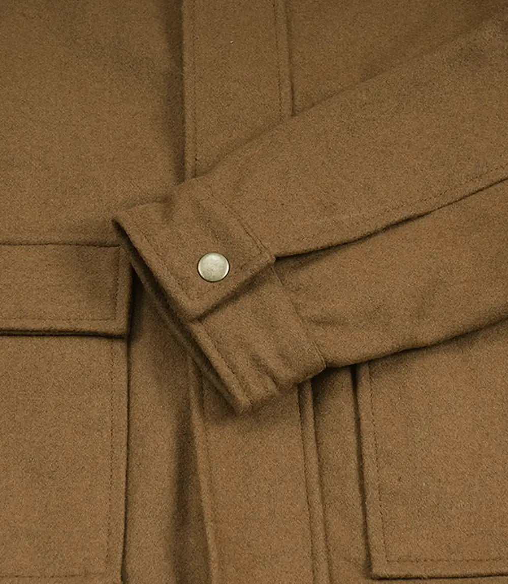 Bradley Mens Camel Brown Wool Utility Jacket