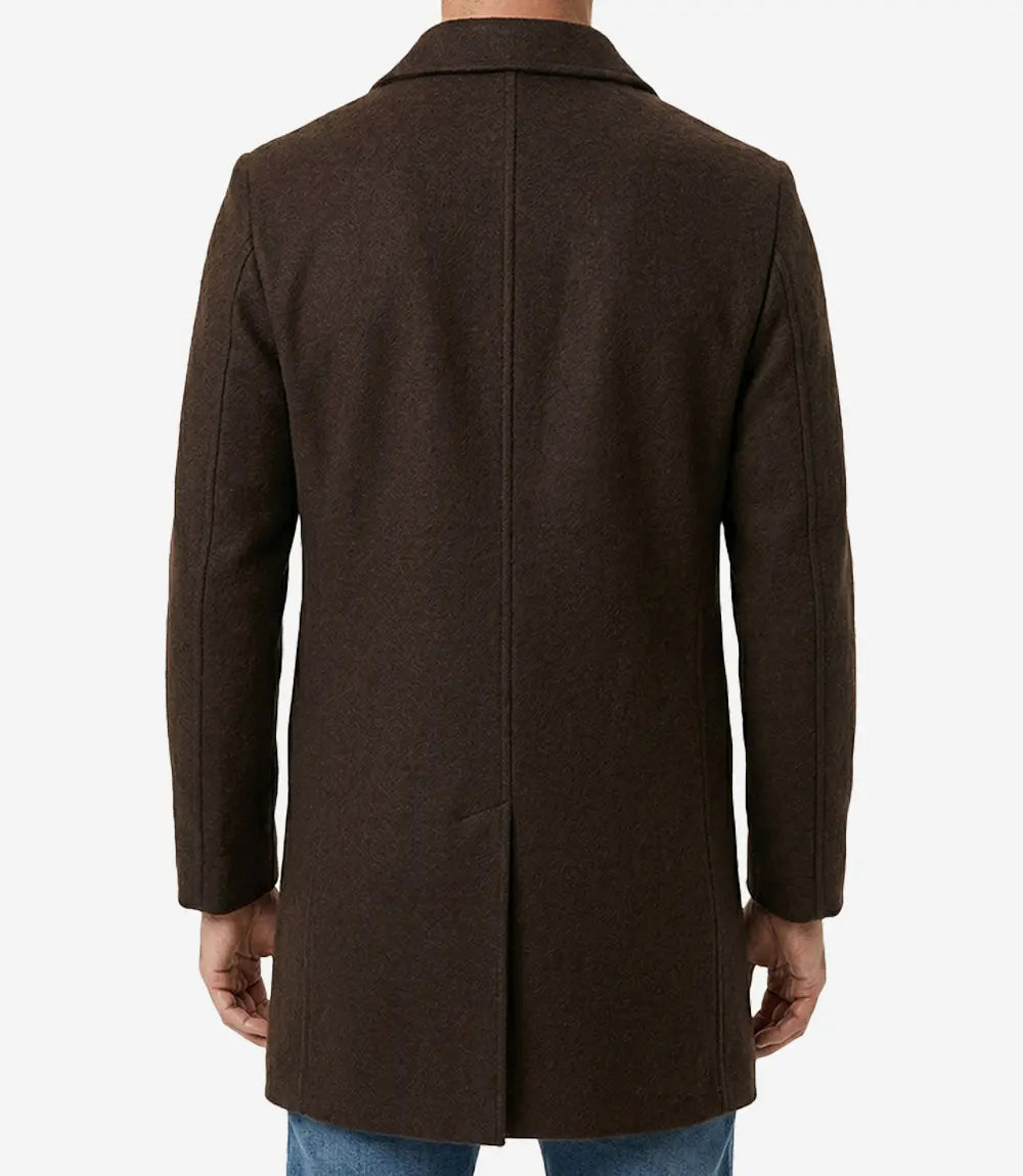 Armando Mens Classic Brown Mid Length Wool Overcoat