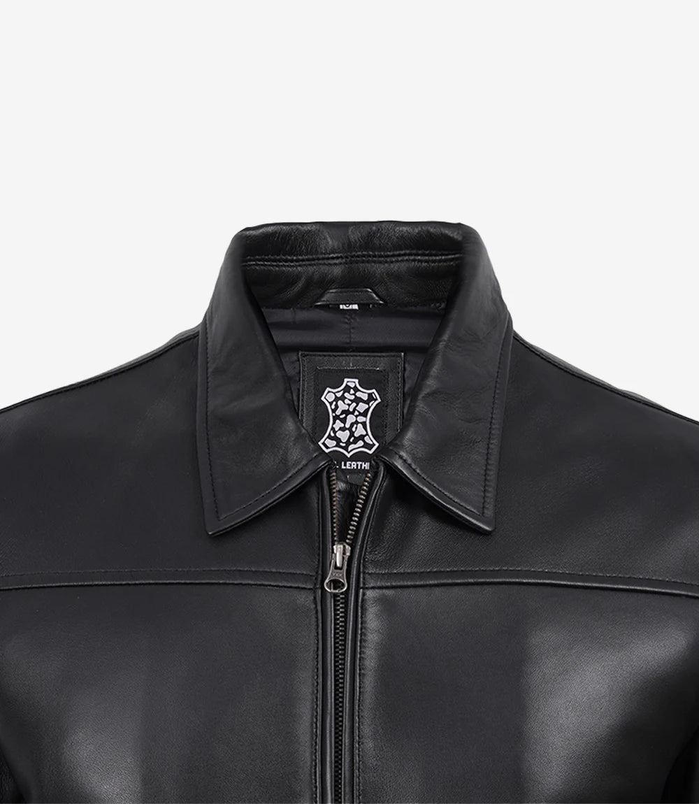 Men's Classic Black Leather Flight Jacket