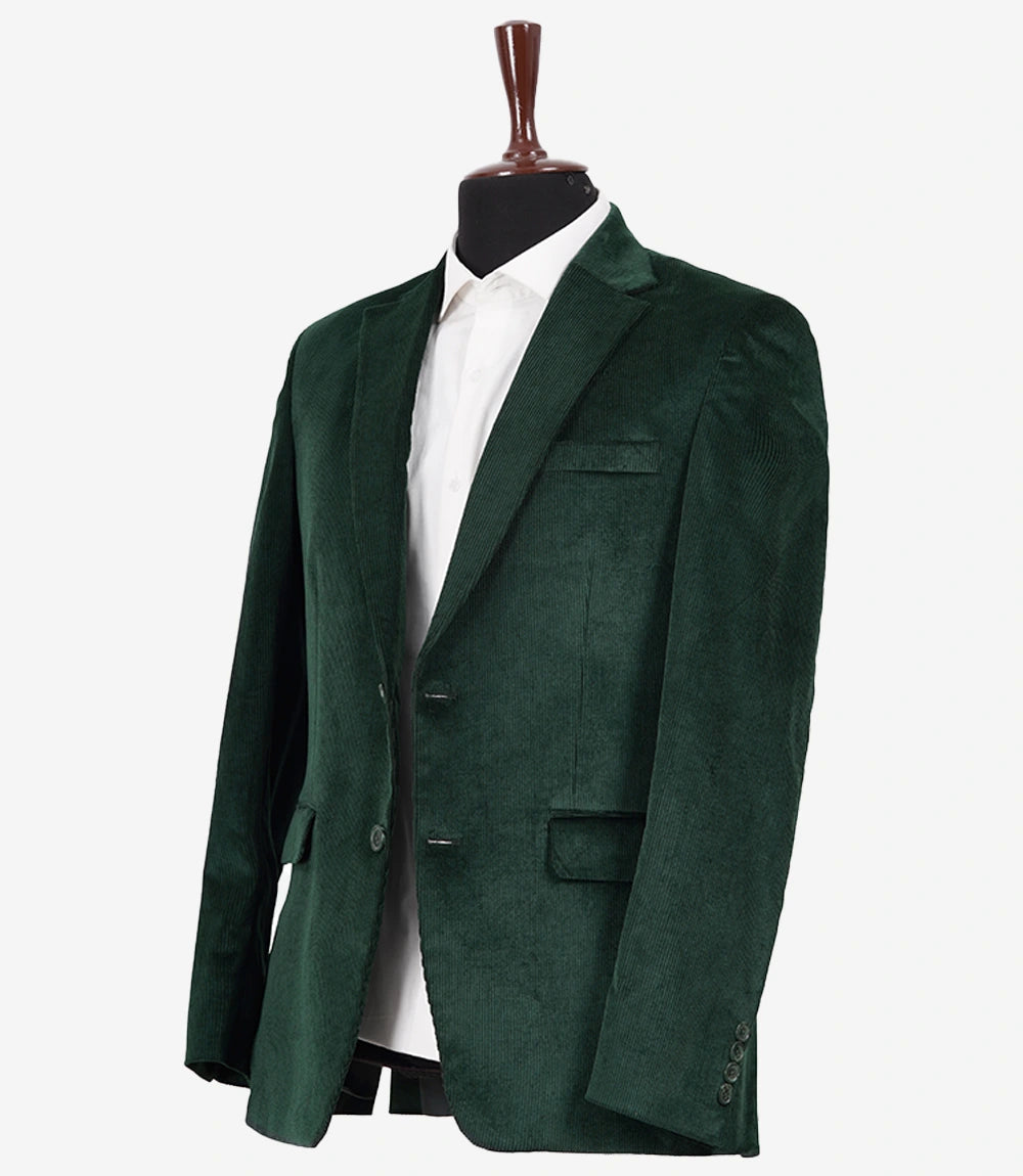Men's Green Corduroy Two-Piece Suit – Notch Lapel Blazer