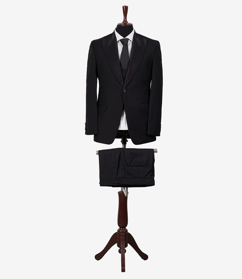 Men's Slim Fit Peak Lapel Black 3-Piece Tuxedo