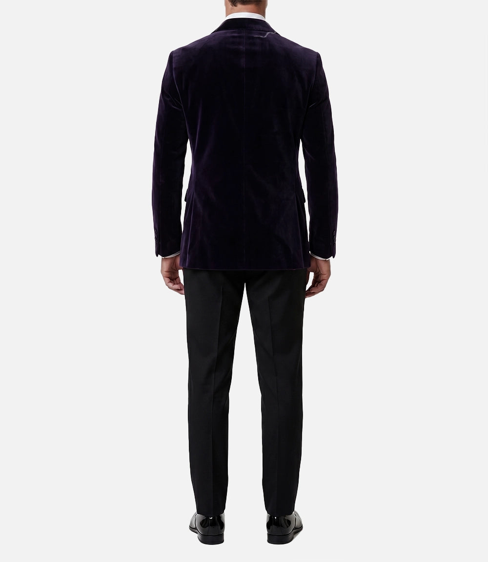 Mens 2 Button Deep Blue Velvet Tuxedo with Shawl Lapel