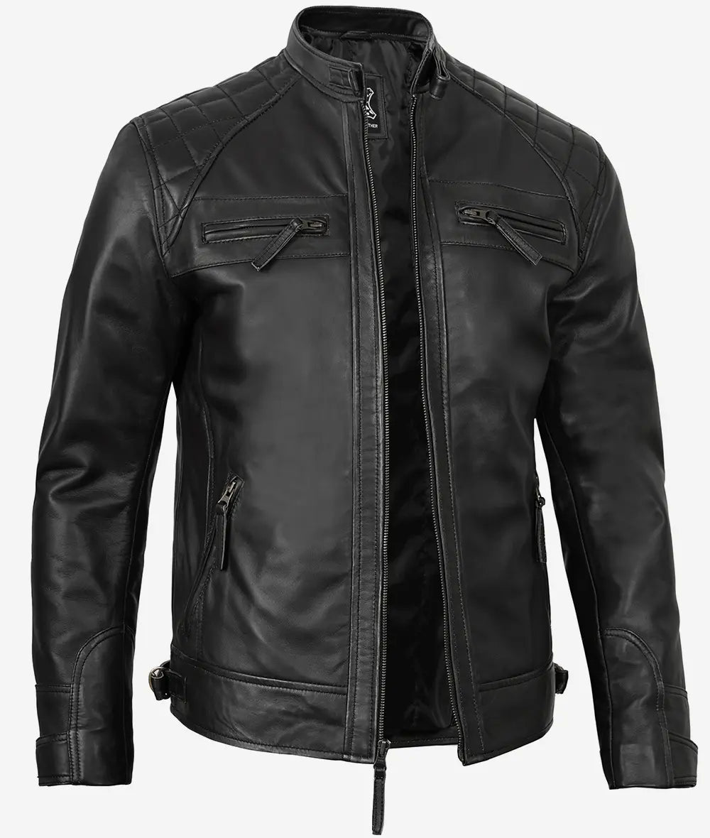 Johnson Black Leather Jacket Men
