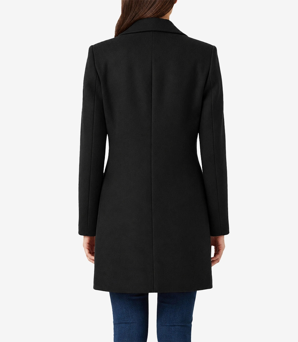 Barbara Women’s Mid Length Black Wool Coat