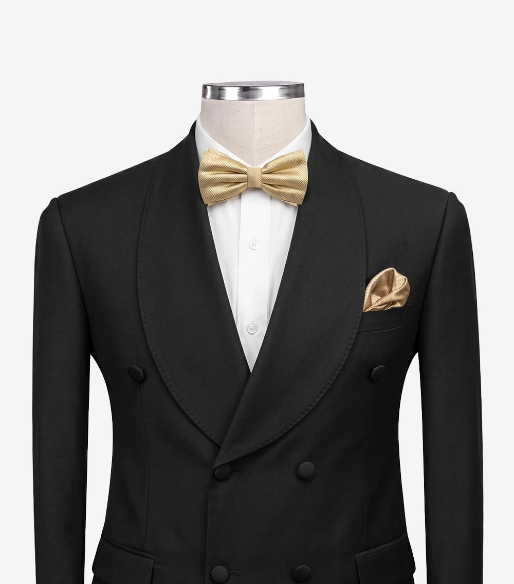 Men’s Black Double-Breasted 2 Piece Dinner Tuxedo — Shawl Lapel