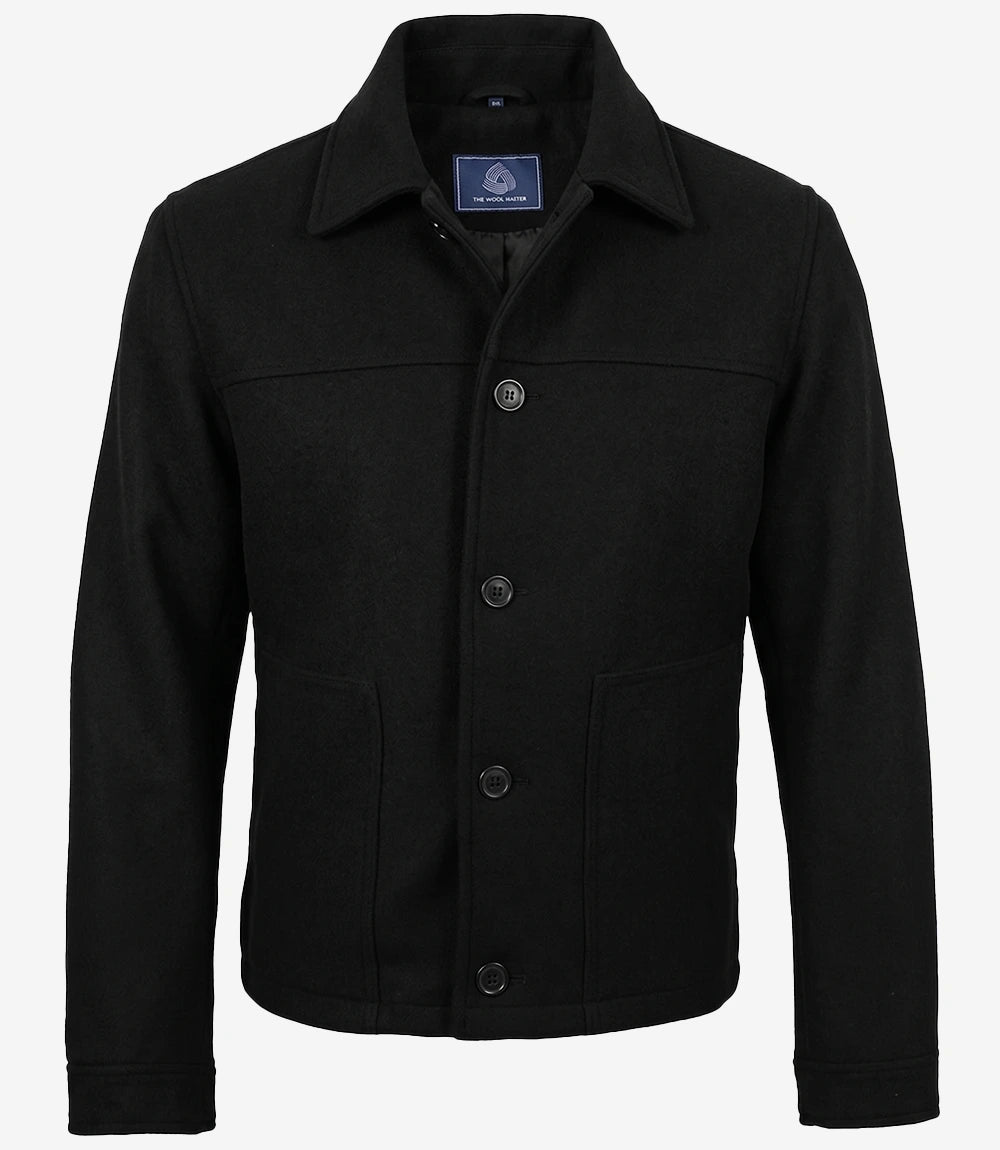 Kevin's Men's Black Wool Button up Jacket - Black - view 3