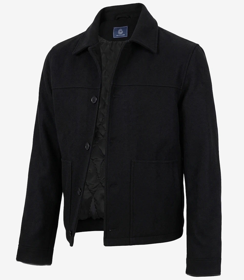 Kevin's Men's Black Wool Button up Jacket - Black - view 2