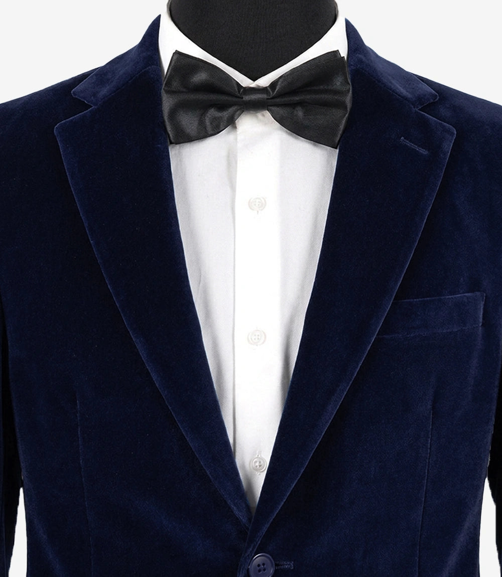 Men's Blue Velvet Tuxedo Jacket — Notch Lapel