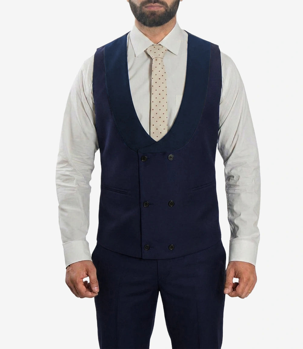 Morgan Slim Fit Peak Lapel 3-Piece Blue Men’s Suit