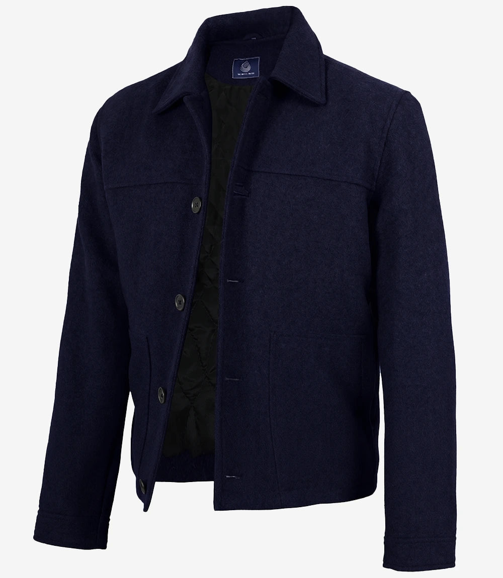 Kevin's Men's Paul Blue Wool Button up Jacket