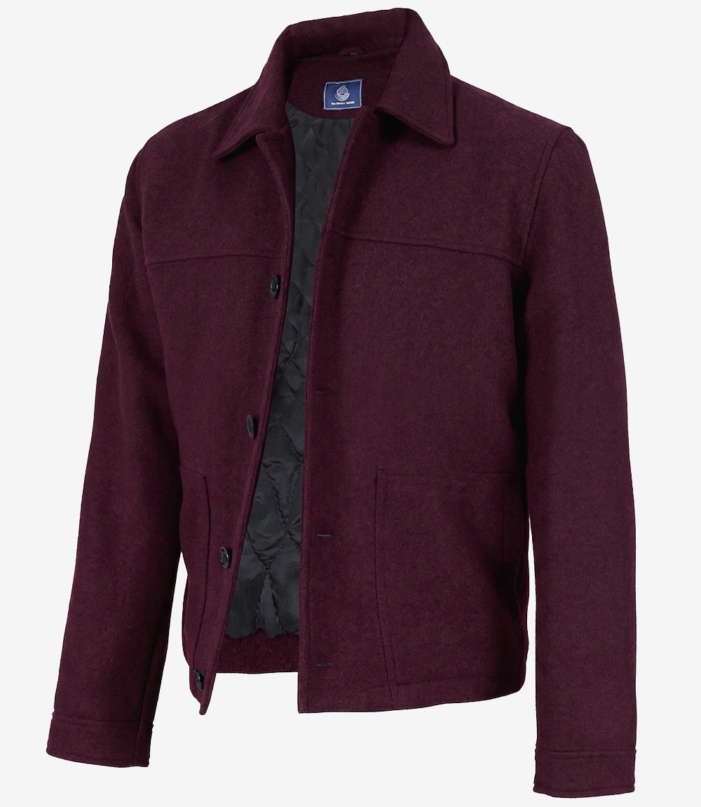 Kevin's Men's Burgundy Wool Button up Jacket - Burgundy - view 2