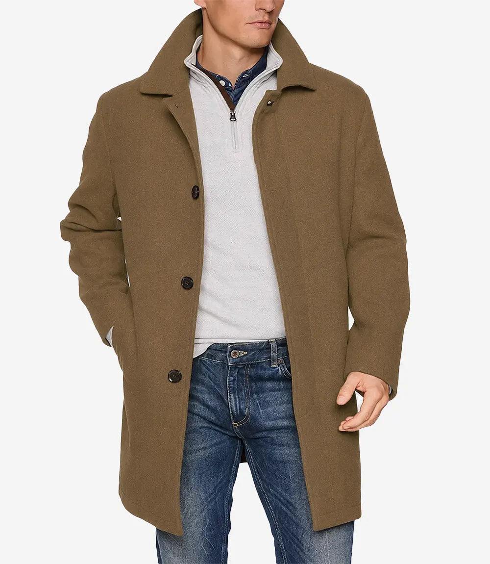 Armando Mens Camel Mid Length Wool Overcoat - Camel
