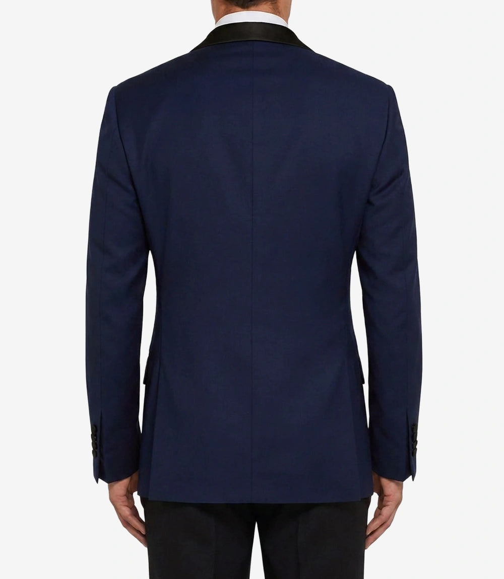 Men's Dark Blue Dinner Jacket with Black Peak Lapel