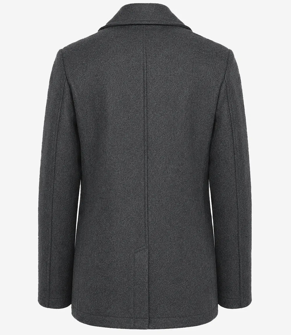 Gosett Men's Grey Double Breasted Wool Coat - Grey - view 2