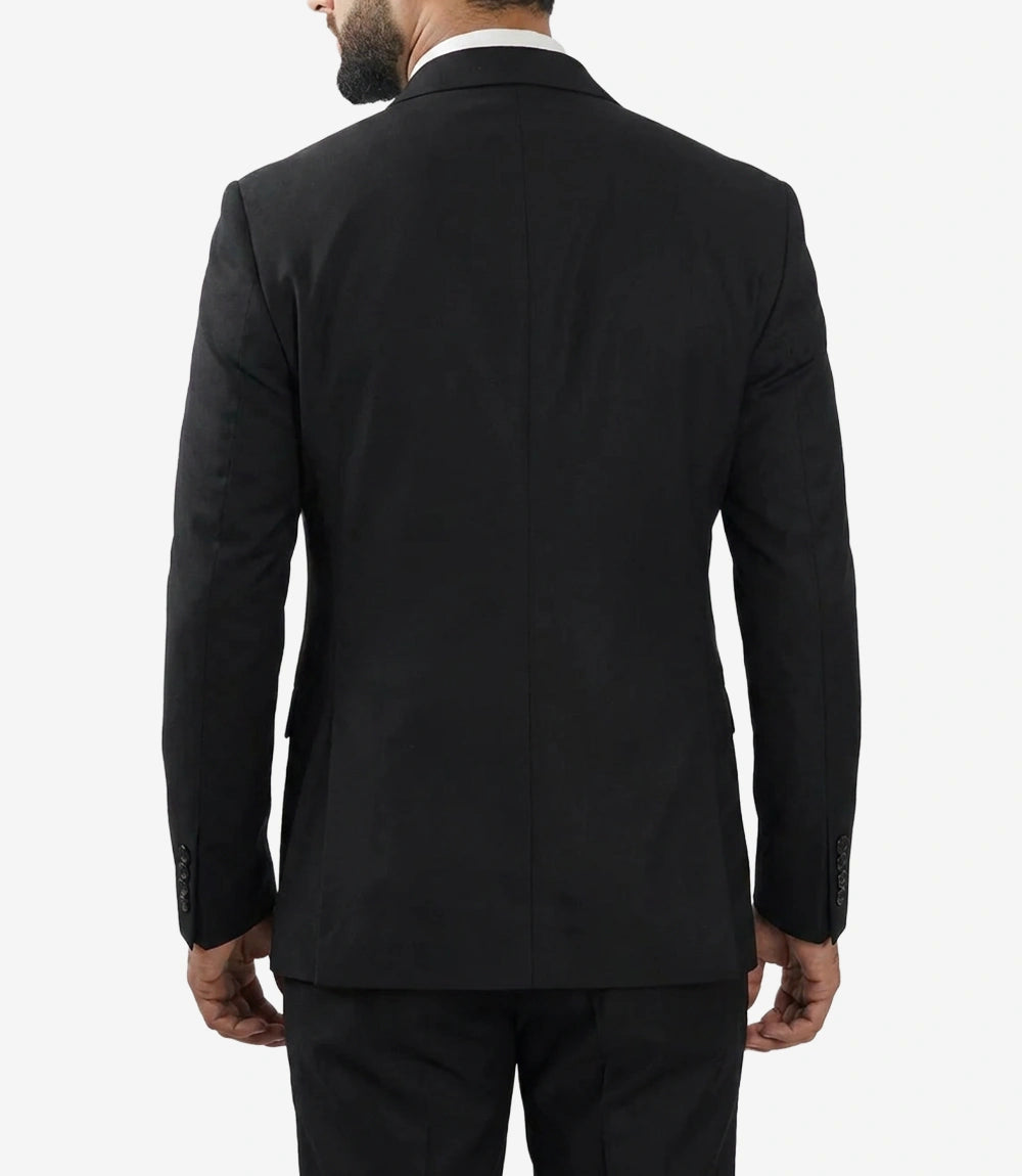 Morgan Slim Fit Peak Lapel 3-Piece Black Men’s Suit