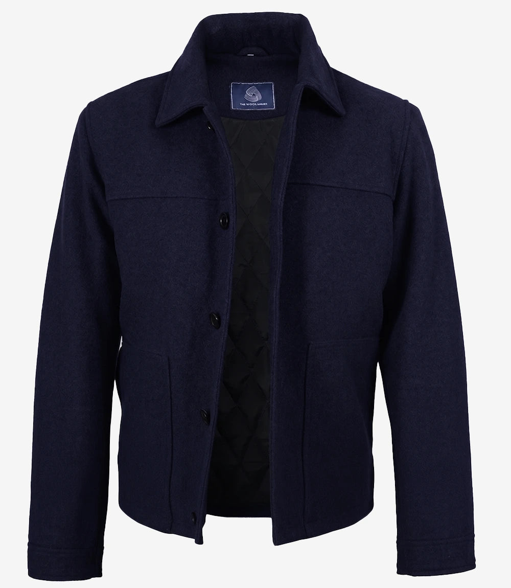 Kevin's Men's Paul Blue Wool Button up Jacket