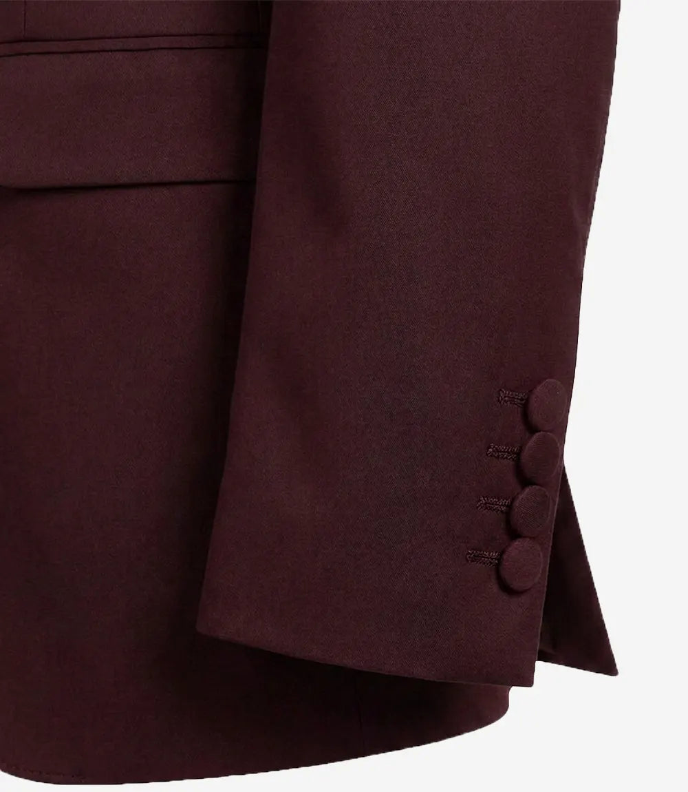 Men's Two Piece Burgundy Tuxedo Jacket — Notch Lapel