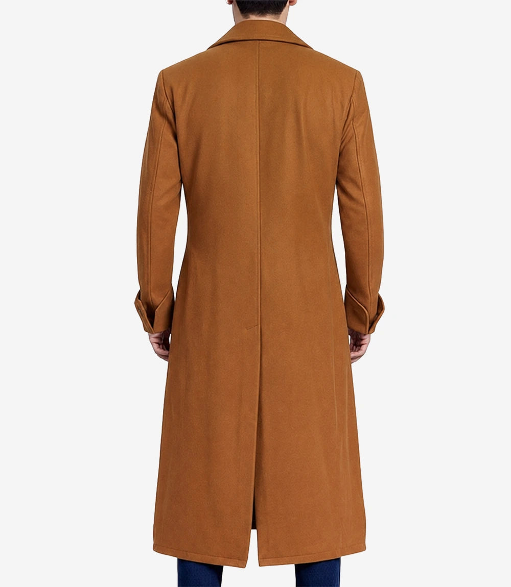 Men’s Rust Double-Breasted Wool Coat - Rust - view 2