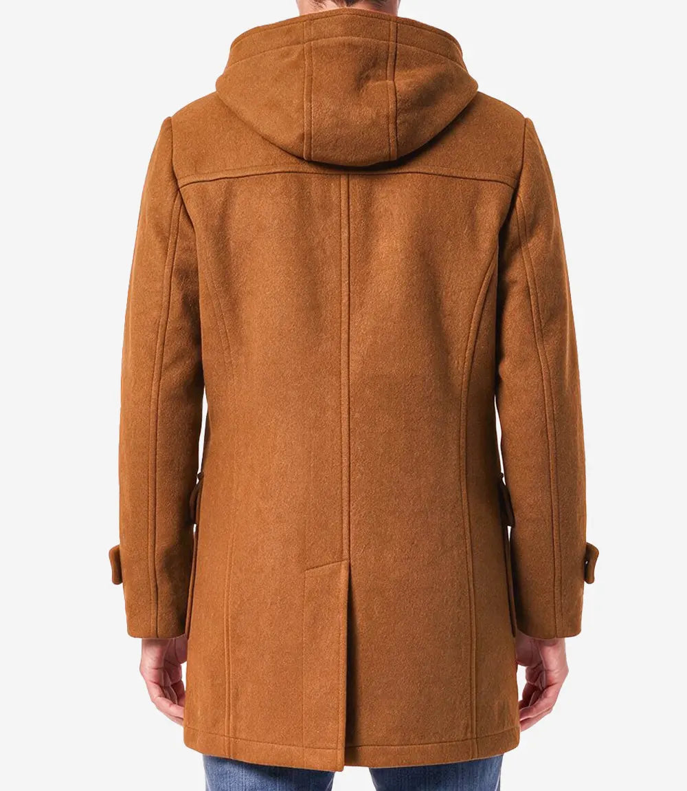 Suzanne Men’s Rust Hooded Duffle Wool Coat - Rust - view 2