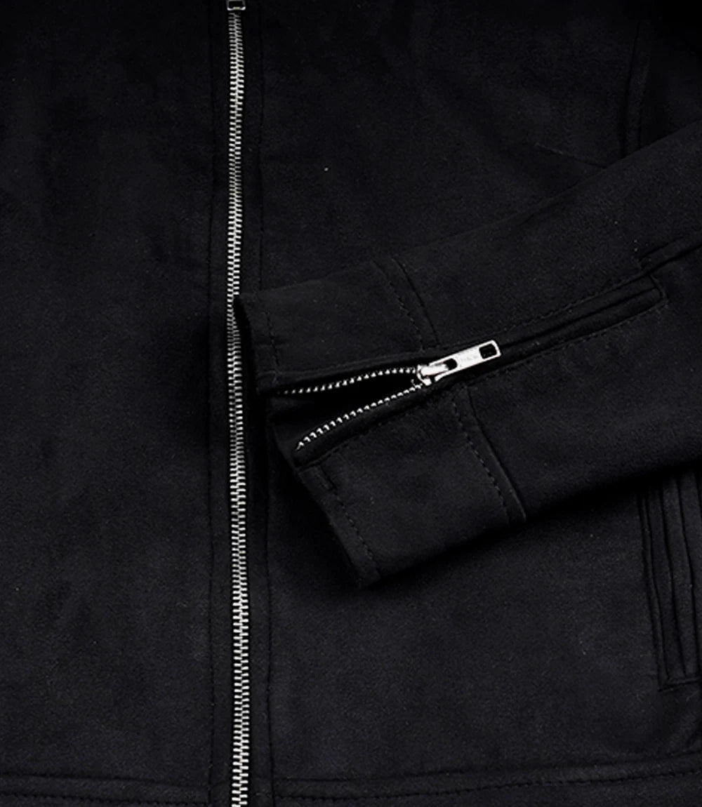 Women's Black Faux Suede Biker Style Jacket
