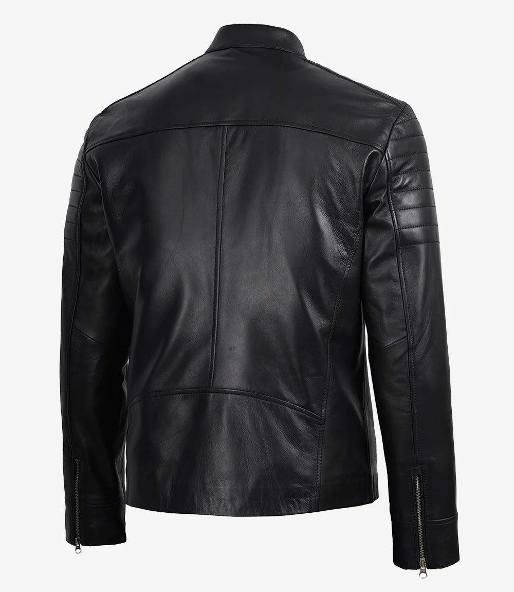 Men's Real Lambskin Leather Black Biker Style Jacket
