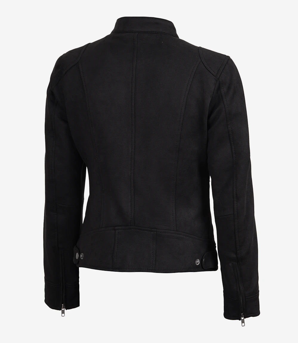 Women's Black Faux Suede Biker Style Jacket