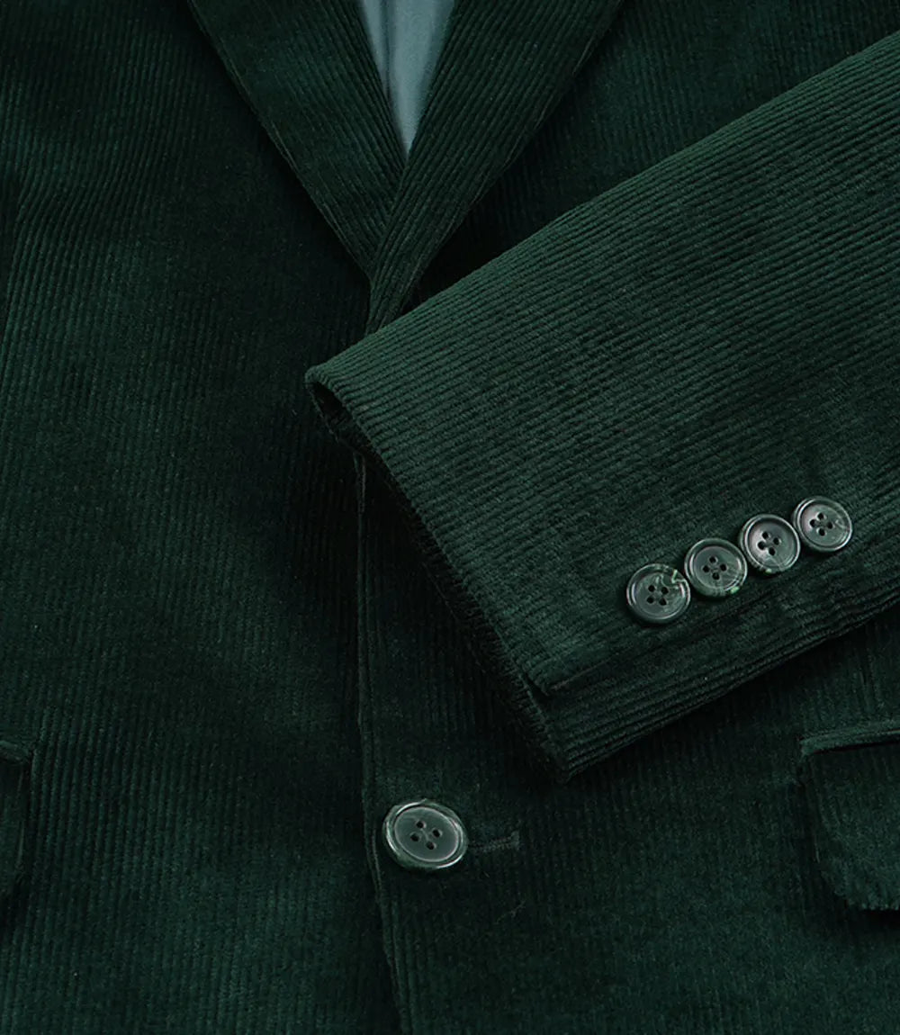 Men's Green Corduroy Two-Piece Suit – Notch Lapel Blazer