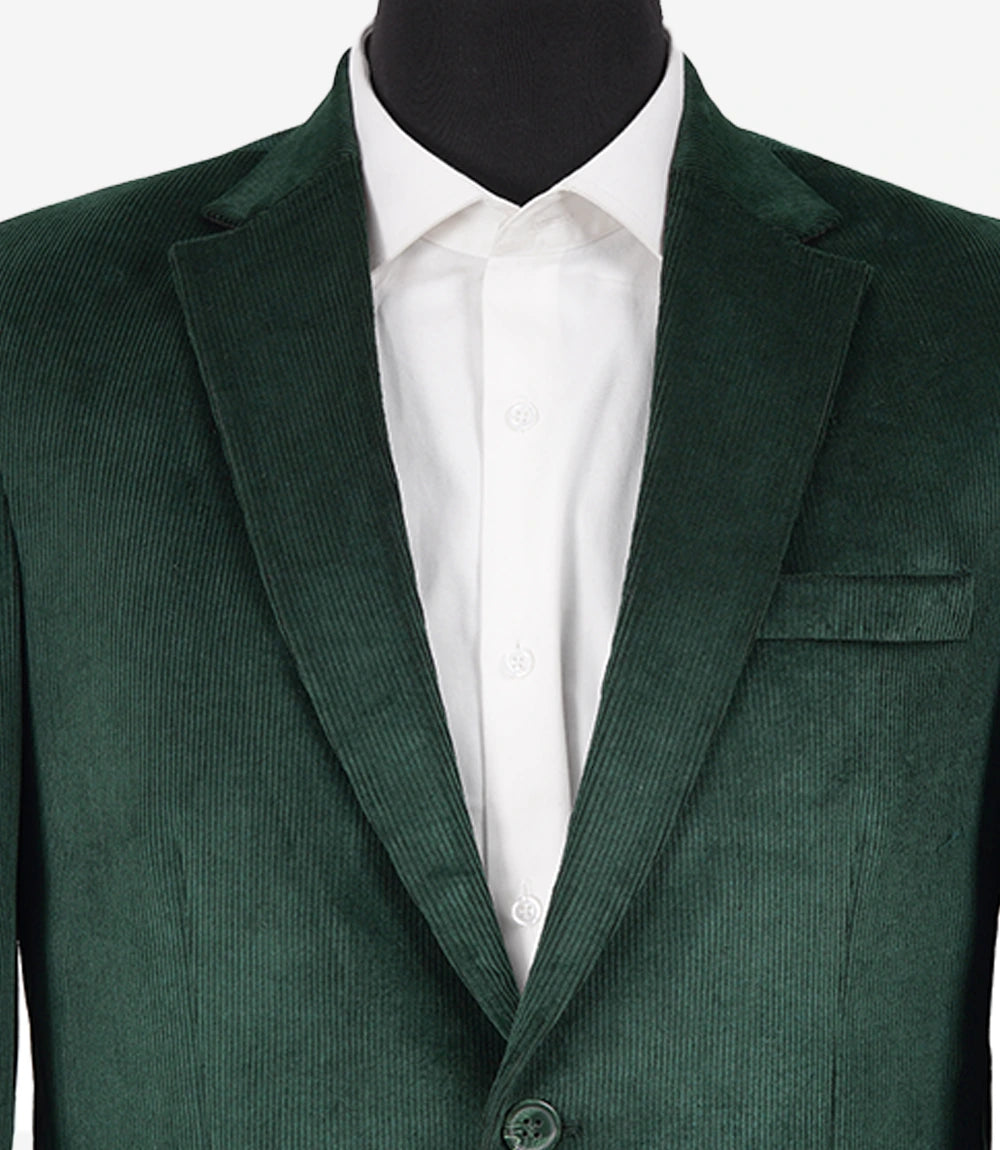 Men's Green Corduroy Two-Piece Suit – Notch Lapel Blazer
