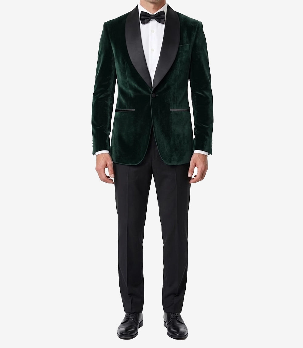 Men's Shawl Lapel Green Velvet Tuxedo