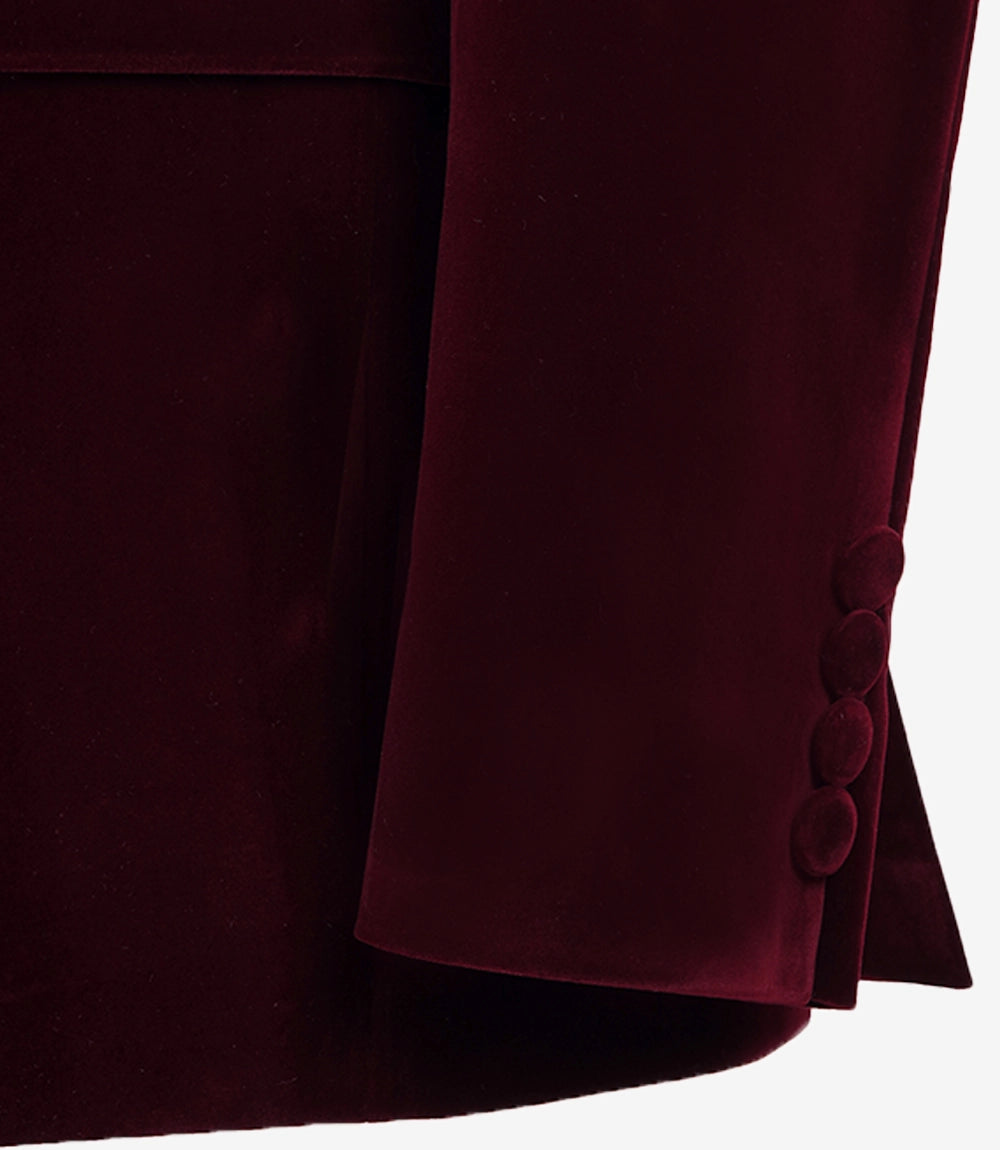 Mens 2 Piece Maroon Velvet Tuxedo - Wedding Tux