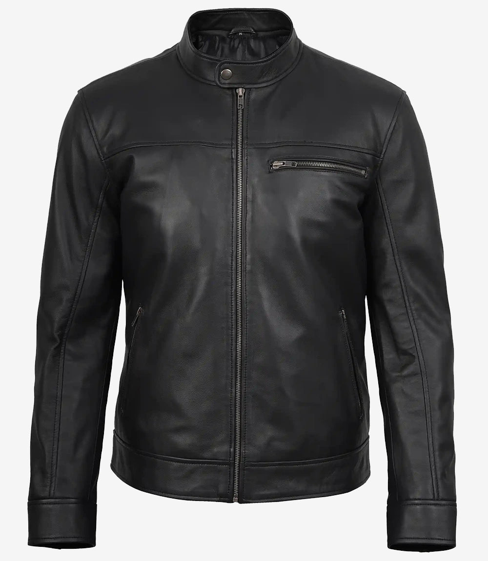 Men's Bickford Black Leather Jacket – Real Lambskin