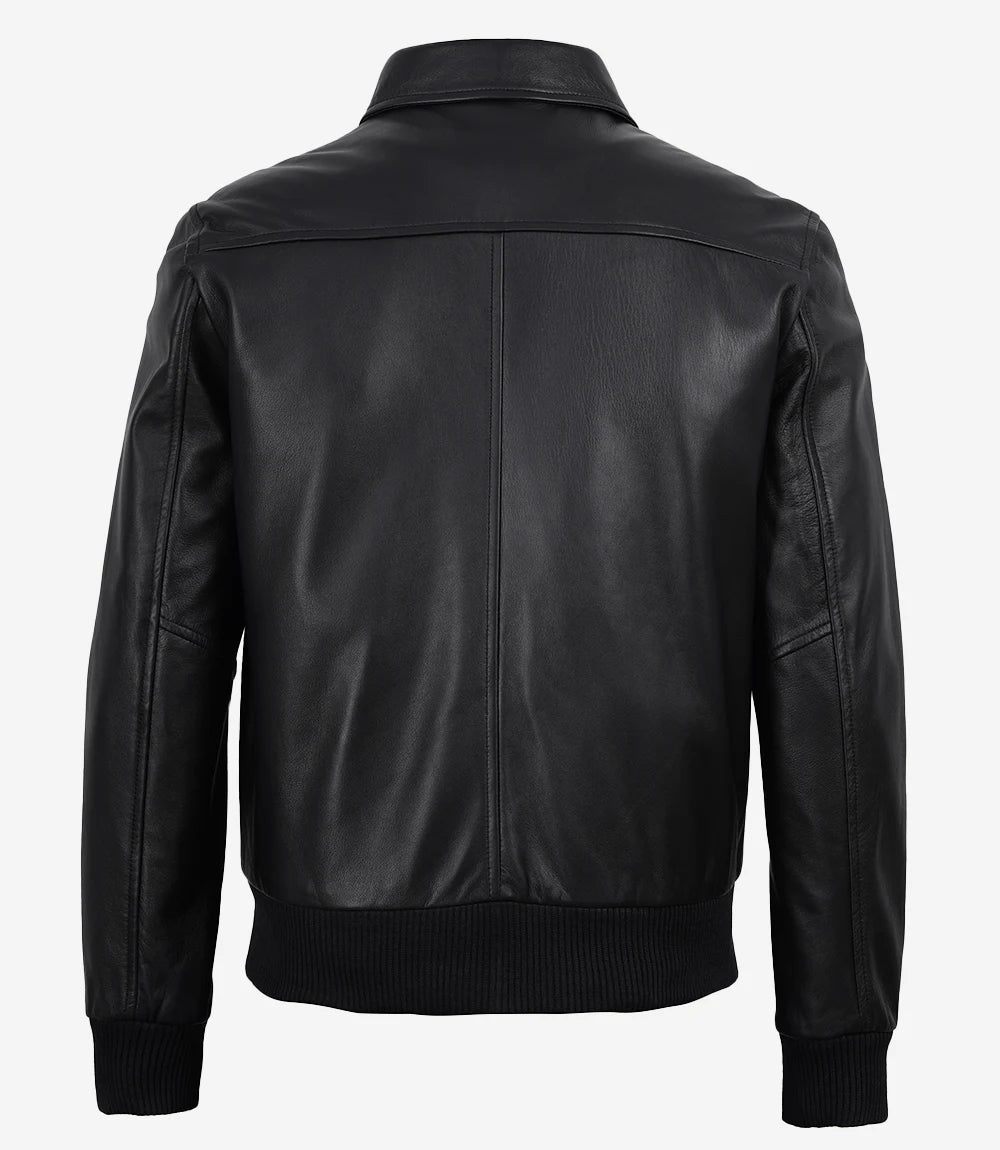 Men's Classic Black Leather Flight Jacket